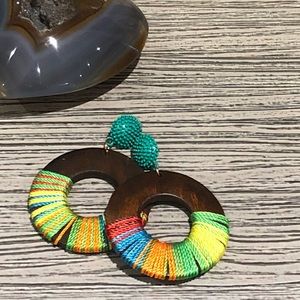 Wood and string earrings